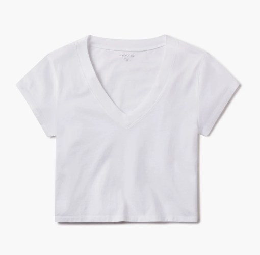 The Cotton Boxy Deep V-Neck Tee - White